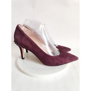 Sam Edelman Pumps 8 Studded Heels Pointed Toe Burgundy Suede Stiletto Heels
